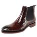 Mens Leather Slip Crocodile Print Men's Low On Ankle Work Boots Shoes_vogvips.com