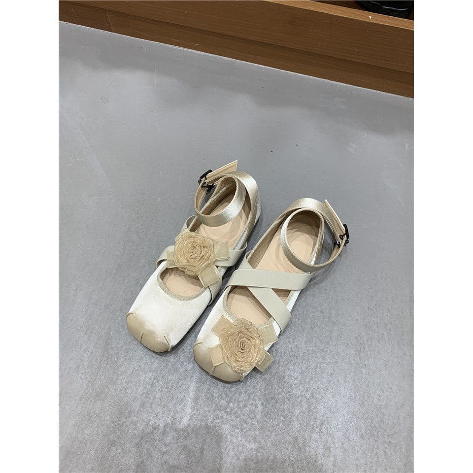 Round Toe Ballet For Spring 2025, Cross Tied Sh, Shallow Mouth, Gentle Evening Style, Flat Bottomed Women's Single_vogvips.com
