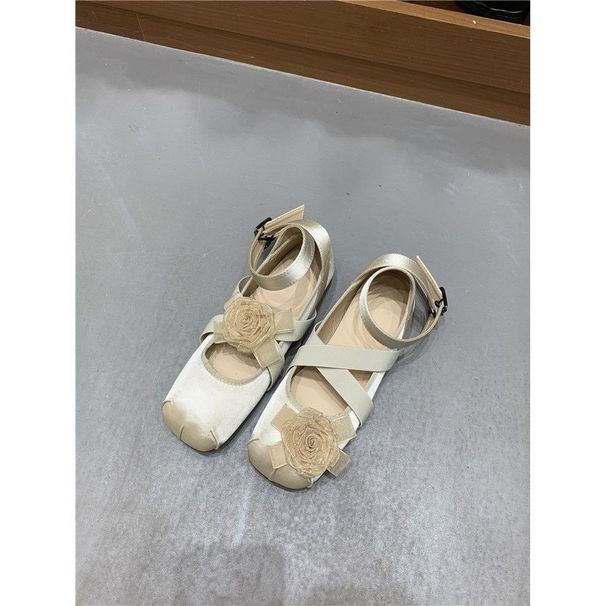 Round Toe Ballet For Spring 2025, Cross Tied Sh, Shallow Mouth, Gentle Evening Style, Flat Bottomed Women's Single_vogvips.com