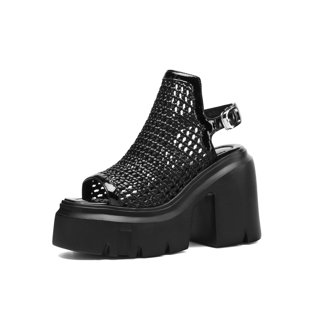 Fashionable Summer 12cm Height Increasing Hollow Woven Fishnet Shoes Design Sense Small Stature Thick Sole High Heel_vogvips.com