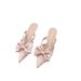Fairy Style Pink Sandals For Women 2024 Spring Summer French Pointed Bowknot Hollow High Heel Half Closed Toe Slippers_vogvips.com