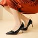 2024 European And American Minimalist High-heeled Glossy Patent Leather Shallow Pointed Toe Sexy Slimming Professional_vogvips.com