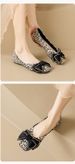 Square Head Single Shoes Women's Flat Bow One Pedal Thousand Bird Grid Soft Sole Shallow Mouth Doudou Shoes_vogvips.com