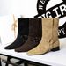 9625-2 Women's Western With Square Toe, Buckle, Mid-Heel, Chunky Heel, Suede, Vintage, Slim, Fashionable Mid-Calf Short_vogvips.com