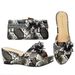 Snakeskin Wedge Sandals With Round Toe And Three Dimensional Applique Embellish Clutch Shoe Bag_vogvips.com