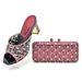 The party with high heels hot diamond pattern round head wearing sandals with a pie bag bag shoes bag set_vogvips.com