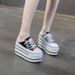 2026 Spring Summer New Casual Single Women's Color Block Hidden Heel 10CM Thick Sole Slip-On Lazy Shoes Platform_vogvips.com