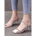 silver Rhinestone Sandals Women, 2025 Summer New Style, Elegant Thin Heel, One-strap, Fairy-style, Suitable For Pairing_vogvips.com