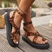 New High Sense Platform Women's Shoes Leopard Print Cross Toe Sandals_vogvips.com