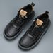 Wide Toe Casual For Men New Genuine Leather Sneakers High Top Trendy Versatile Fleece Lined Warm Cotton Shoes_vogvips.com