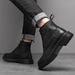 European Warm Series Martin Winter Cotton With Fleece Lining Warm British High-top Shoes Versatile Work Men's Trendy Boots_vogvips.com