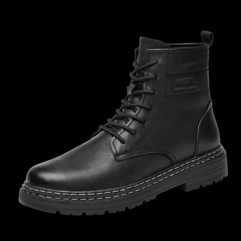 New Leather Spring Men's Shoes High-top Men's Heightening Tooling Martin Boots_vogvips.com