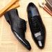WOUFO Pointed Toe Patent Stone Business Formal British Style Trend Men's Genuine Leather Pattern Wedding Shoes_vogvips.com