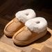 Women's Slippers Autumn And Winter, Non-Slip Thick Sole, Wearable Outside, Closed Heel, Warm Furry Plush, Soft_vogvips.com
