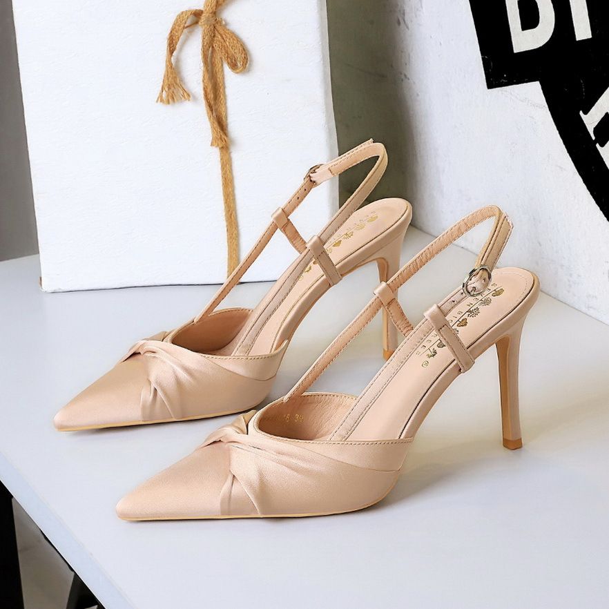Premium High Heels, Thin Heel, Shallow Mouth Bow, Hollowed-out Rear Strap, Super High Heel Single Shoes_vogvips.com