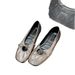 Simple Gentle Square Toe Bowknot Shallow Mouth Single For Women 2025 Spring New Flat Ballet Granny Shoes_vogvips.com
