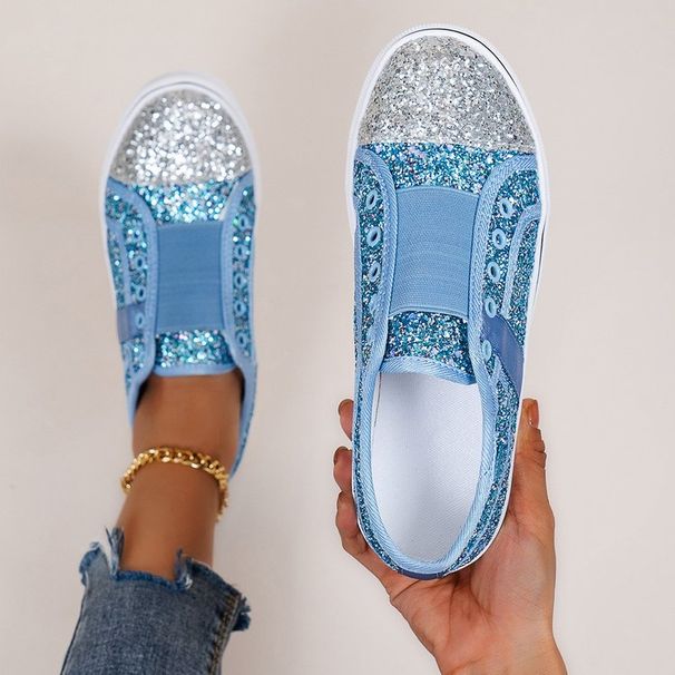 NEW Women Vulcanize Bling Girl Glitter Sneakers Casual Female Breathable Lace Up Outdoor Sports Shoes_vogvips.com