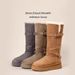 Gray Long Snow Boots For Women 2025 Winter New Thick Sole Height Increasing Fleece Lined Thickened High Tube Warm Cotton_vogvips.com