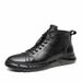 European Warm Series Men's Autumn Winter Martin Warm Fleece Lined Large Size Snow Work Boots Thick Sole Height Increasing Cotton Genuine_vogvips.com