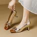 Women's Stiletto High-heeled Shoes, New French-style Color-blocking, Light Luxury, With Rhinestone Buckle, Square Toe,_vogvips.com