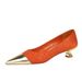 230-20 New Chine Style Women's With Low Heel, Heel Pattern, Silk, Metal Splicing, Pointed Spring And Autumn Single_vogvips.com