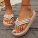 New Simple And Comfortable Casual Slippers With Thick Soles Flip-flops Beach Women's Shoes_vogvips.com