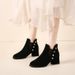 Chunky Heel Studded Mid Heel Fashion Boots For Women, Autumn New Style, Plus Size Pointed Toe Ankle Boots, Available On E Commerce Platforms._vogvips.com