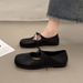 Round-toe Lace-up Mary Jane For Women, New Autumn 2025 Model, Flat Ballet With A Single Strap, Shallow-cut Trendy Shoes_vogvips.com