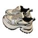 Zhao Lusi Same Style Silver Thick-Soled Sneakers 2025 Spring Summer New Mesh Genuine Leather Lace-Up Dad Casual Shoes_vogvips.com