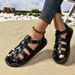 Women's Flat Sandals Cross-Border Large Size Hollow 2024 Summer European And American Hot-Selling Flat Sandals For Women_vogvips.com