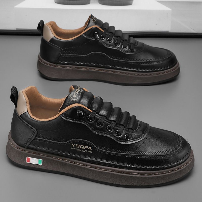 Men's Casual Slip-On Sneakers - Lightweight Breathable PU Leather Loafers With Non-Slip Sole For Daily Wear (White/Black/Beige)_vogvips.com