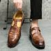 Business Casual Sandals Men's Summer Plus Size Black Buckle Breathable Leather Shoes_vogvips.com