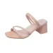 Women Ladies Square Heels Elegant Summer Slippers Outside Cross Tied Leather Female Slides 2024 Fashion Woman Sandals_vogvips.com