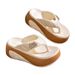 High Heel Flip Flops For Women Summer Outdoor Fashion Letter Color Block Wedge Thick Sole Non-Slip Beach Sandals_vogvips.com