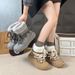 Snow Boots Women's Star Medium Boots Of The Same Style, Plush Warm Lace-up Big-headed Fluffy Boots_vogvips.com
