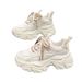 Women's Dad Sneakers 2022 Autumn Winter New Platform Fashionable Comfortable Thick Sole Hidden Wedge Casual White Shoes_vogvips.com