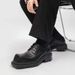 ShoeVault New Big Square Toe Derby Men's British Style Korean Version Leather Thick Sole Height Increasing Hairstylist Shoes_vogvips.com