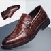 Suitable For All Seasons 2024 New Men's Leather Business Formal Casual Crocodile Pattern British Korean Style Pointed Toe Large Size Shoes_vogvips.com