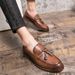 Euro Step Large Size British Style Brogue Leather Casual Slip-On Loafers Moccasins Men's Business Shoes_vogvips.com