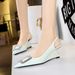 K Banquet Slope Heel Women S High Heels Shallow Mouth Pointed Hollow Back Strap Metal Square Water Diamond_vogvips.com