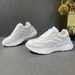 Men's Leather Thick Soled Dad Casual Sports Men's Trendy Shoes, Color Blocked White Shoes_vogvips.com