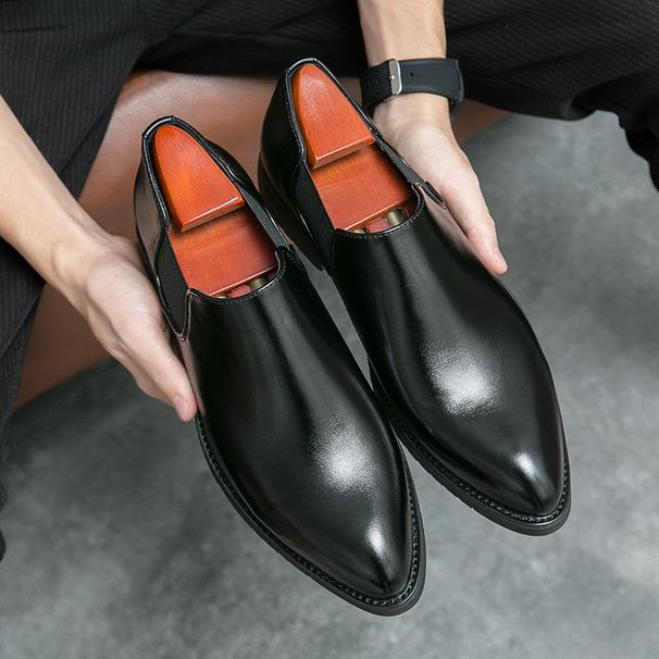 Casual Leather Shoes Large Size Outside Wearing Pointed Shoes A Slip-on Loafers_vogvips.com