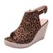 Women's Shoes New Wedge Heel Thick Bottom Fish Mouth High Heel Sandals Open Toe Women's Leopard Print Straw Rope Bottom Large Size Shoes_vogvips.com