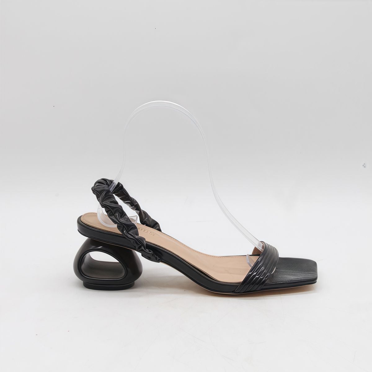 2025 Summer New European American Style Patent Leather Square-Toed High-Heeled Sandals With Unique Heel And Single Strap_vogvips.com