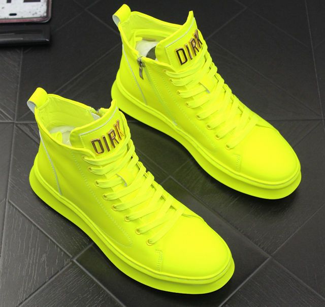 Men's Shoes Casual Shoes Shoes Four Seasons Trendy Shoes Patent Leather Bright Leather Sneakers Boys High Top Casual Shoes_vogvips.com