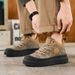 2025 New Shoes Autumn Mid-Top Sports Work Sneakers Men's Trendy Thick-Soled Casual Martin Boots_vogvips.com