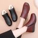 Mom's Winter Fleece-Lined Warm Short Boots, Flat Non-Slip Shoes For Middle-Aged And Elderly Women, Cotton Boots_vogvips.com