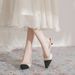 9560-1 French Mid-Heel Pointed Toe Backless Thin Heel Sandals For Women Summer Small Fragrance Style Color-Block High_vogvips.com