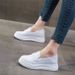 Lazy Loafers Women's Season Shock Absorption Soft Leather Thick Sole Inner Height Increase One Pedal Two Wear White Leather Shoes Single Shoes_vogvips.com