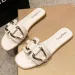 Women Metal Decor Single Band Flat Sandals Fashion Sexy Open Toe Outdoors Slides Luxurious Office Ladies Party Female_vogvips.com